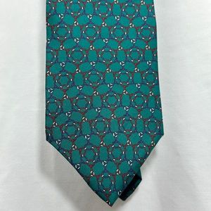 Christian Dior Monsieur Men’s Wide Style Patterned Silk Tie in Teal Green 58”L